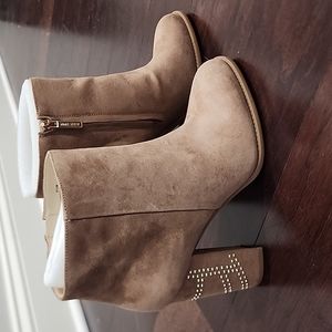 Nine West Suede High-Heeled Booties Tan Size 9.5